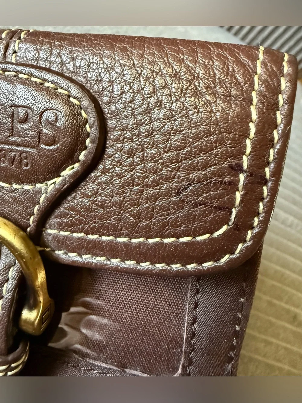 Chaps Brown Leather Women's Small Buckle Wallet